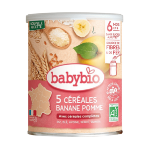BABYBIO Nemléčná 5zrnná obilná kaše immunité s banánem a jablkem 220 g obraz