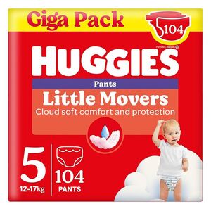 HUGGIES Little movers pant 5 plenkové kalhotky box 12-17 kg 104 kusů obraz