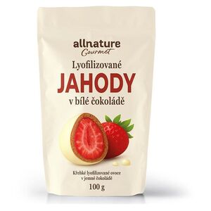 ALLNATURE Mrazem sušené jahody v bílé čokoládě 100 g obraz