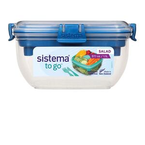 SISTEMA To go krabička s miskou na salát a příborem modrá 1, 1 l obraz