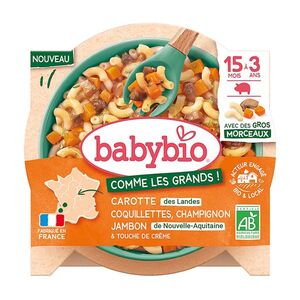 BABYBIO Těstoviny coquillettes s mrkví, žampiony, šunkou 200 g obraz