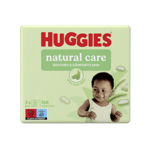 HUGGIES Dětské vhčené ubrousky Natural Aloe Vera Triplo 3x56 kusů obraz