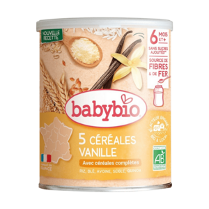 BABYBIO nemléčná 5zrnná obilná kaše s vanilkou 6m+ 220 g obraz