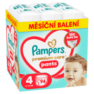 PAMPERS Premium care 4 plenkové kalhotky 9-15 kg 94 kusů obraz