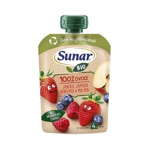 SUNAR Ovocná kapsička jablko jahoda borůvka malina 4m+ BIO 100 g obraz