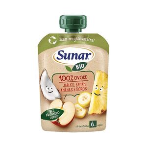 SUNAR Ovocná kapsička jablko banán ananas kokos 6m+ BIO 100 g obraz