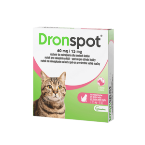 DRONSPOT 60 mg/15 mg roztok spot-on pro střední kočky 0, 70 ml 2 pipety obraz