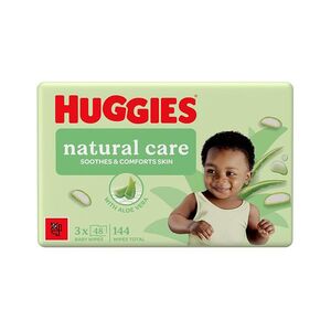 HUGGIES Natural aloe vera vlhčené ubrousky 3 x 48 kusů obraz