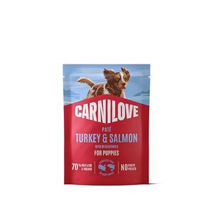 CARNILOVE Kapsička s paštikou pro štěňata krůta, losos, borůvky 300 g obraz