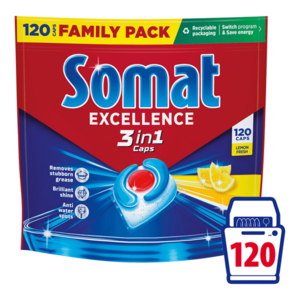 SOMAT Excellence 3in1 Kapsle do myčky Lemon Family 120 ks obraz