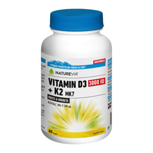 NATUREVIA Vitamin D3 3000IU + K2 MK7 60 kapslí obraz