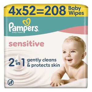 PAMPERS Sensitive vlhčené ubrousky zero plastic 4 x 52 kusů obraz