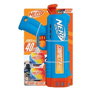 NERF DOG Dárková sada kompaktní blaster 30 cm a tenisové míčky 2 kusy obraz