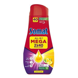SOMAT All-in-1 Gel do myčky Lemon & Lime Mega 2 x 720 ml 80 dávek obraz