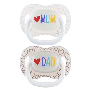 CANPOL BABIES Mum&Dad dudlík svítící silikonový symetrický 0-6m 2 kusy obraz