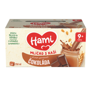 HAMI Mlíčko s kaší s příchutí čokoláda 9m+ 4 x 250 ml obraz
