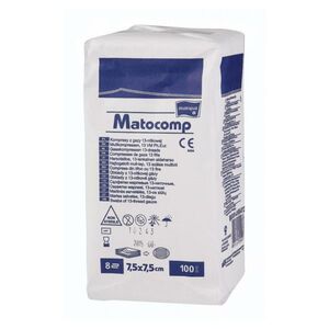 MATOCOMP komprese z gázy 7, 5x7, 5 cm 100 kusů obraz