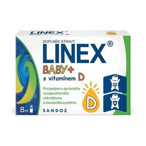 LINEX Baby+ s vitamínem D 8 ml, probiotika pro děti od narození obraz