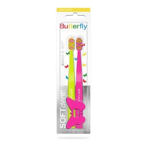SOFTDENT Dětský zubní kartáček Butterfly Stand&Dry 2 kusy obraz