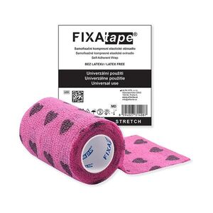 FIXAPLAST Fixatape stretch samofixační obinadlo 7, 5 cm x 450 cm růžové srdce 1 kus obraz