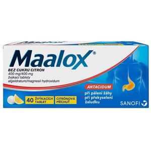 Maalox BEZ CUKRU CITRON 40 žvýkacích tablet obraz