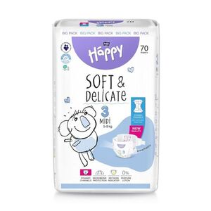 Bella Baby Happy Soft&Delicate 3 Midi 5–9 kg dětské pleny 70 ks obraz