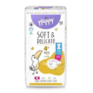 Bella Baby Happy Soft&Delicate 4+ Maxi Plus 9–15 kg dětské pleny 56 ks obraz