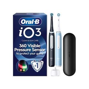 Oral-B iO Series 3 Duo elektrický zubní kartáček 2 ks Black+Ice Blue obraz