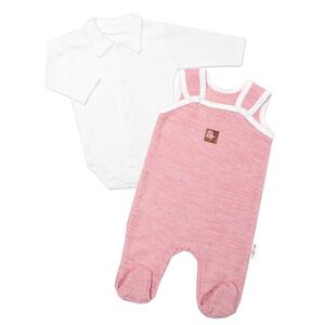 Baby Nellys 2D sada Star, body dl. rukáv, pletené dupačky, růžové, 56 obraz