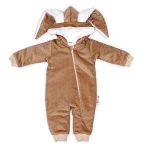 Baby Nellys Manšestrová kombinézka/overálek s kožíškem Cute Bunny - hnědá vel. 68/74 obraz