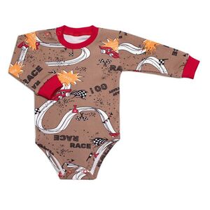 Mrofi Body dl. rukáv, bavlna, zapínání u krku , RACE - hnědé, vel. 74 obraz
