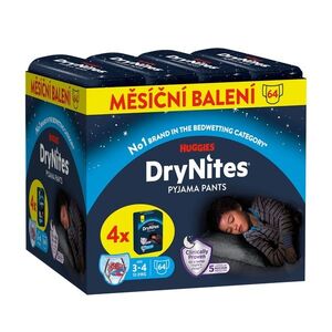 HUGGIES DryNites Natahovací kalhotky pro chlapce 3–4 roky 12–21 kg JUMBO 4x16 ks obraz