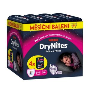 HUGGIES DryNites Natahovací kalhotky pro dívky 3–4 roky 12–21 kg JUMBO 4x16 ks obraz
