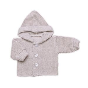 Baby Nellys Pletený svetřík s kapucí a knoflíčky Made with Love, béžový melírek obraz