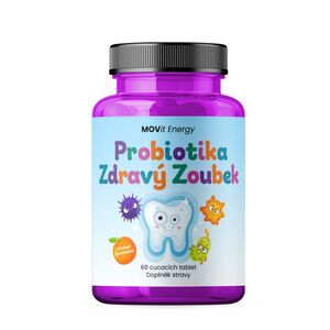 MOVit Energy Probiotika pro děti Zdravý zoubek pomeranč 60 cucavých pastilek obraz