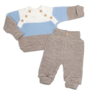 Baby Nellys Rostoucí pletený svetřík a kalhoty s knoflíčky Boy, 2D - proužky obraz