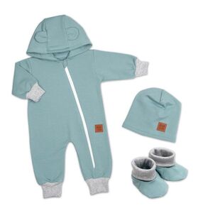 Baby Nellys Rostoucí overal pro miminko, čepice, botky, 3D, Nature, ledová máta, šedá, 68/74 obraz