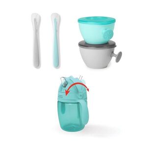 SKIP HOP Set jídelní s hrníčkem 5 ks Easy-Feed Mealtime Set Teal/Grey 6m+ obraz