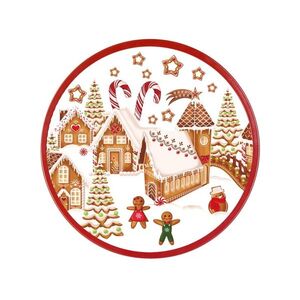 Toro Plechový kulatý podnos Perníková vesnička 26 x 2, 5 cm 1 ks obraz