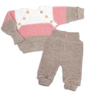 Baby Nellys Rostoucí pletený svetřík a kalhoty s knoflíčky Girl, 2D - proužky, vel. 80/86 obraz