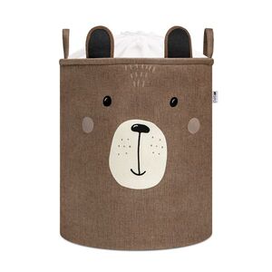 SIPO Koš na hračky XL se šňůrkou, skládací bavlněný / 63 l, Brown Bear obraz