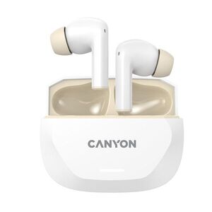 Canyon Bezdrátová stereo sluchátka True wireless Hexagon 7, bílo/béžová obraz