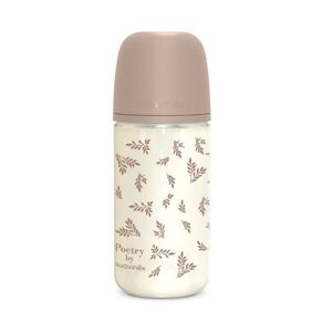 Suavinex Poetry Skleněná láhev fyziologická SX Pro 3m+ MF 240 ml 1 ks krémová obraz
