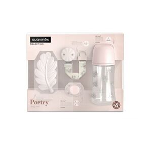 Suavinex Poetry Dárkový set 0m+ 4 ks růžový obraz