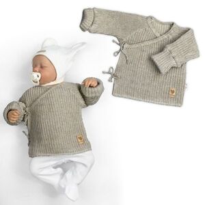 Baby Nellys Kojenecký svetřík, rostoucí, na zavazování na boku - tm. béžová, 62/68 obraz