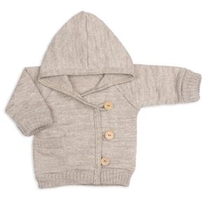 Baby Nellys Rostoucí pletený svetřík s kapucí, zapínání knoflíčky - béžový, vel. 68/74 obraz