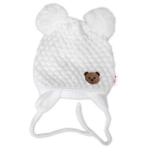 Baby Nellys Zimní pletená čepice Teddy Bear, smetanová obraz