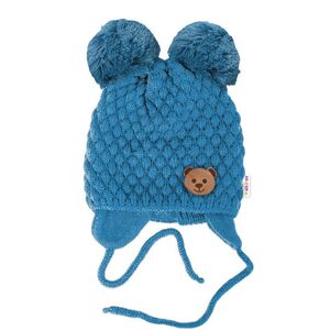 Baby Nellys Zimní pletená čepice Teddy Bear, modrá obraz