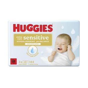 Huggies Extra Care Sensitive Triplo vlhčené ubrousky 3x48 ks obraz