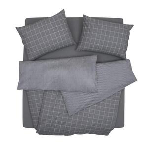 SCANquilt povlečení KLASIK kostka+proužek šedá 140 x 200/70 x 90 cm obraz
